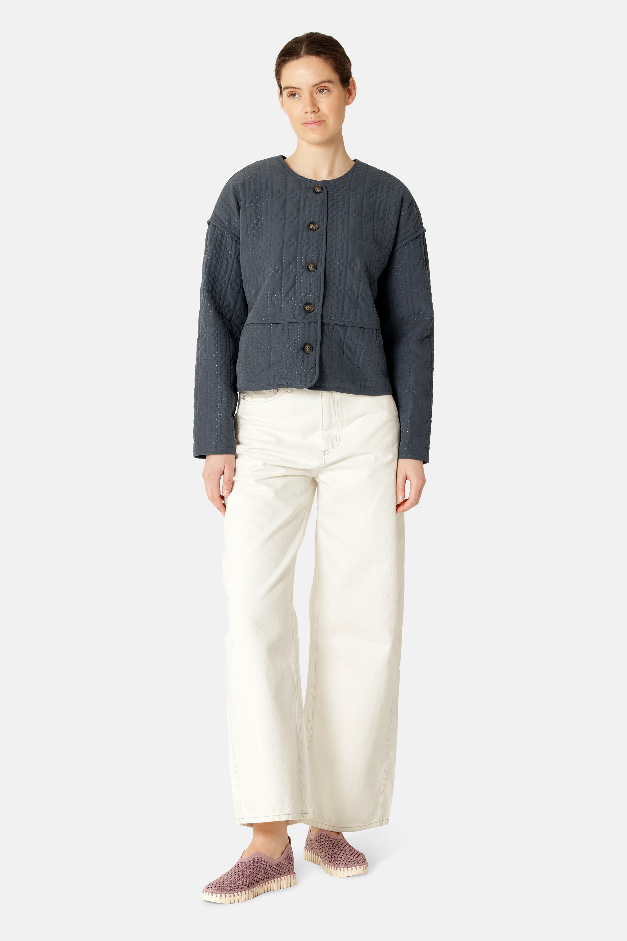 Short Quilted Jacket - Ombre Blue